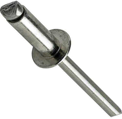 Fastenere Pop Rivets - 3/16 x 1/4 (50pcs) Heavy Duty, Open-End, Stainless Steel, Dome-Head Blind Rivets, Corrosion-Resistant, High Tensile & Shear Strength, 6-4 Gap 0.188-0.250