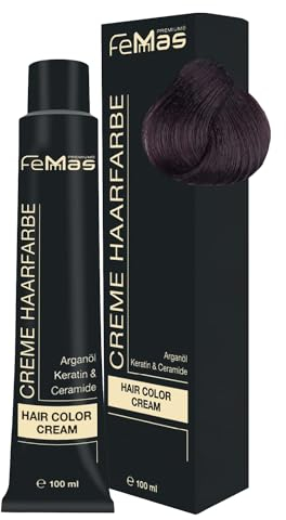 FemMas Tinte para el cabello marrón claro chocolate intenso 5.99 I Crema profesional tinte para el cabello con aceite de argán, queratina y ceramidas, coloración permanente del cabello o tinte para