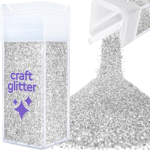 Hemway Craft Glitter Shaker Silver 130g Chunky | for Resin & Epoxy Crafts, Christmas Art Supplies, Nail, Body, Face, Eye, Festival, Crafting, Slime, Sparkle