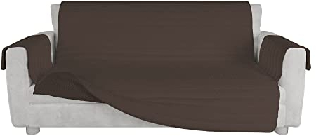 Italian Bed Linen Cubresofá Antideslizante Cozy, 100% Microfibra, Marrón, 3 Plazas