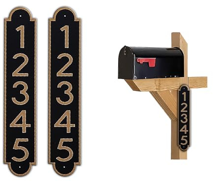 Curb N Sign Mailbox Numbers Plaques - Made of Aluminum Composite Material - Super Reflective Mailbox Numbers for Outside - Customized Mailbox Number Plaque - Pre-Drilled - Versatile Usage (Bronze)