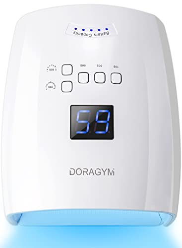 DORAGYM UV LED Nail Lamp, Cordless Gel Polish Dryer for Professional Gel Manicures - White