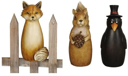 NETPROSHOP Zaunhocker Rabe Eichhörnchen Fuchs Zaunfigur H: 20 cm Polyresin, Auswahl:Eichhörnchen