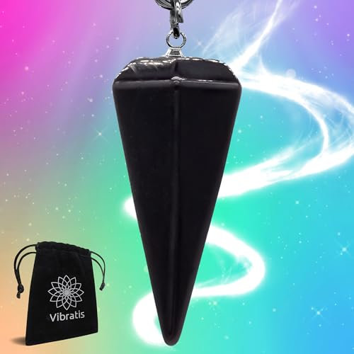 Vibratis Pendule Divinatoire de Radiesthésie Pierre d'Onyx Noir Forme Cône