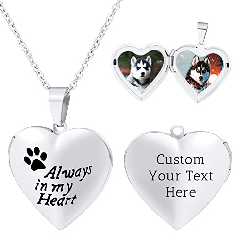 OTXIXTO Collana con Medaglione di Cuore Foto Personalizzata Ciondolo in Acciaio Inossidabile Pendente Argento Oro/Oro Rosa Gioielli Idee Regalo per Donna Mamma Nonna (Always...)