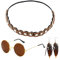 QincLing 3 Stück Hippie Accessoires Damen Set, Outfit Hippie Schmuck Karneval Retro Sonnenbrille Rund Boho Stirnband Hippie Ohrringe Federn 60Er 70Er Jahre Hippie Kostüm Zubehör