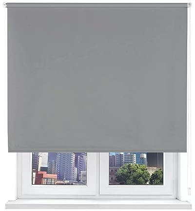HOME MERCURY- Estor Opaco Enrollable Blackout, Estores térmicos, Persiana Enrollable Blackout para Ventanas. Fácil Instalación (120x180cm, Gris)