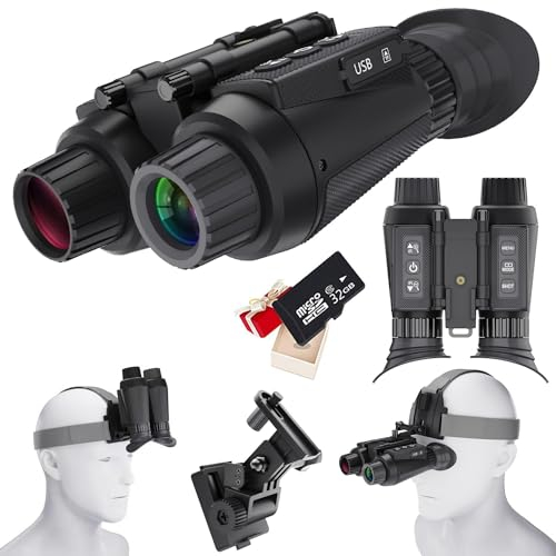 Nachtsichtgerät mit 3D-Vision-Effekt Infrarot Digital 8X Zoom Völlig Unabhängig Einstellbare Nachtsichtbrille Jagdfernglas für Erwachsene Nachtsicht und Tag Militär Freihändiges NGV für Helm