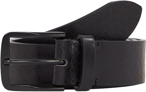 Calvin Klein Herren Gürtel Classic Flat Belt aus Leder, Schwarz (Black/Allover Print), 90 cm