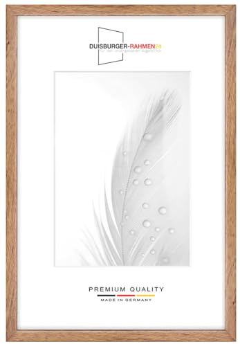 Duisburger-Rahmen24 Cadre photo en bois étroit 60 x 90 cm en Chêne rustique | Verre synthétique antireflet | Cadre pour affiches | Puzzle | collage DR079