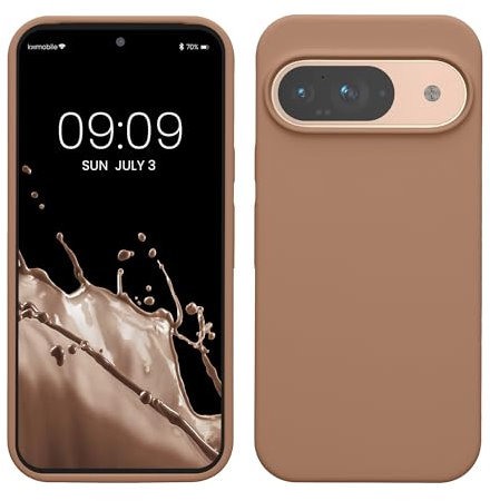 kwmobile Case Compatible with Google Pixel 9 Case - Soft Cover Compatible with Google Pixel 9 Pro Cover - Wireless Charging Cappuccino