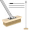 110CM Stainless Steel Wire Broom with Long Handle, Stiff Metal Bristle Broom Heavy Duty Deck Scrub Brush for Cleaning Moss Tough Stains on Roof Patio Floor Garden Garage Concrete, 20CM