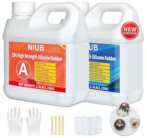 NIUB 15A Kit de Silicone pour Moulage – Gomme Silicone Fluide 2,3KG, Élastomère Non Toxique, Facile à Utiliser, Matériau Souple pour Moules, Catalysé au Platine