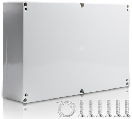 Caja de conexiones eléctricas ABS, caja de conexiones IP66, caja de distribución para montaje en superficie, color blanco, 26,5 x 18,5 x 9,5 cm, caja de distribución exterior, resistente al agua