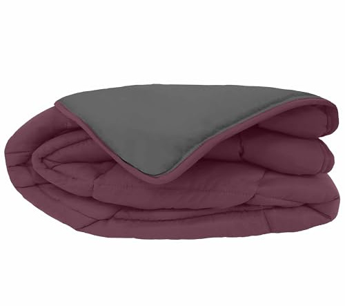 Linnea Couette Hiver 160x220 cm Cocoon Bicolore Prune/Gris garnissage Fibre Polyester 400 g/m2
