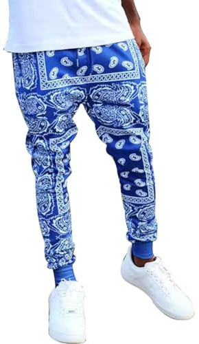 Pantaloni stampati da uomo Pantaloni da passeggio da uomo Pantaloni da lavoro larghi stampati con elastico in vita pantaloni hippie in cotone harem hippy pantaloni per spiaggia yoga jogging casual