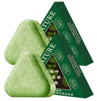 Jabón Sólido Nature Triangle, Jabón Sólido Usman Grass, Controla La Grasa, Calma Y Fortalece El Cabello, Jabones Sólidos Profundamente Nutritivos para El Crecimiento Del Cabello (2PCS)