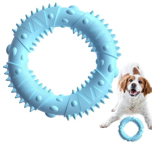 JACKANNA Rubber Dog Toy, Chew Toy for Pets, Natural Rubber Chew Ring, Diameter 12 cm, Fun Ring, Soft Squeaky Dog Toy, Pet Teething Ring, Cooling Chew Toy (Blue)