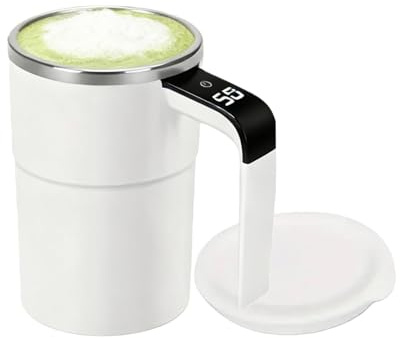 yuchdzexu Eowduk Spinbrew Mug,Self Stirring Magnetic Coffee Cup with Temp Display,380ml Drinkware Novelty Automatic Mixing, for Coffee, Milk and Other Beverages