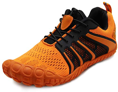Oranginer Men's Barefoot Running Shoes Minimalist Big Toe Box Zero Drop Shoes for Men Orange Size 11