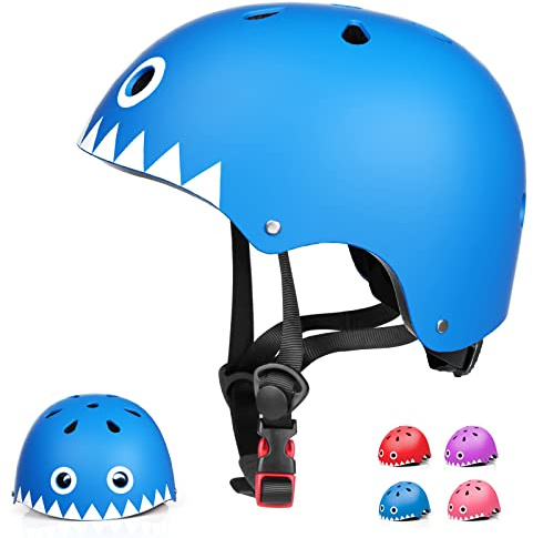 Glaf Toddler Helmet for 2-8 Years Kids Bike Helmets Baby Girls Boys Multi-Sport Adjustable Skateboard Bicycle Helmet Lightweight 4 Sizes for Toddlers (Blue White, Small: 20.08-21.26 / 51cm-54cm)