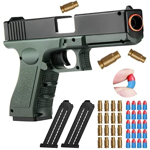 Pistola de Juguete para niños, Espuma Blanda Bullet Blaster Toy Conmutación de Estado Bilineal Manual Juguetes Educativos Modelo para Niños 12 años Cumpleaños (Ferroso)