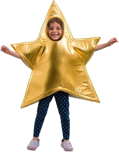 PRETEND TO BEE Blinka stjärna maskeraddräkt för barn, 3-7 år, guld