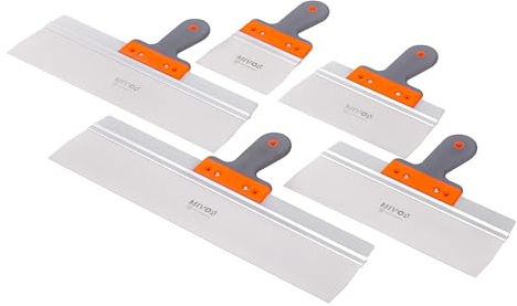 Mivos Lot de 5 spatules de lissage professionnelles en acier inoxydable – Spatules de surface avec largeur de lame de 150 à 550 mm – Jeu de spatules larges avec longueur de lame de 90 mm – Spatules de