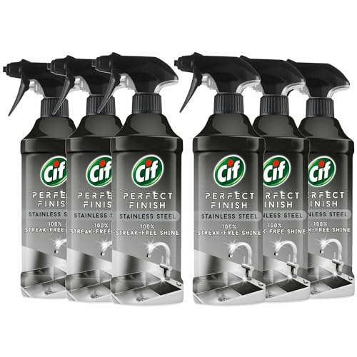 Cif Spray spécialisé en acier inoxydable scientifiquement conçu pour enlever la saleté tenace pour une brillance 100 % sans traces sur les surfaces en acier inoxydable