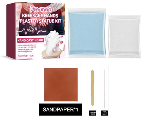 3D Handabdruck Set Für Paare Handabdruck Set, 3D Gipsabdruck Set, 3D Gipsabdruck Handabdruck Set, 3D Handfuß Modell Handform-Set, Casting-Kit, DIY Geschenk Verlobung, Geburtstag, Valentinstag (200g)