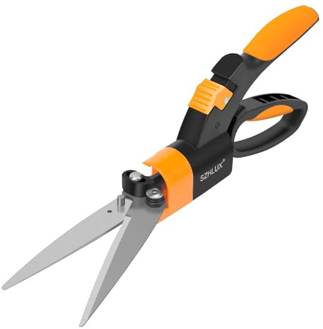 SZHLUX Grass Shears 360-Degree Swivel Blades, Ultra-Sharp Grass Cutter with 5’’ Stainless Steel Blades, Gardening Shears and Plant Cutting Scissors