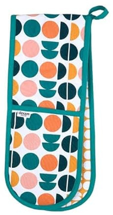 Retro Spot Recycled Cotton Double Oven Gloves - Teal