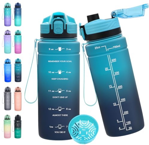 Expansea Trinkflasche 1L/500ml/ 700ml/1500ml Sportflasche, BPA-frei Tritan Trinkflasche Sport Auslaufsicher mit Zeitmarkierung - Wasserflasche für Fitness, Fahrrad, Outdoor, Yoga, Gym, Schule