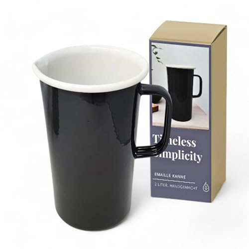 LIVLIG Emaille Krug 2L I für Camping, Picknick, Outdoor Küche, Deko Zwecke, Anthrazit