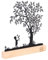 UNUS Deko-Baum Aufsteller, Kind auf Einer Blumenwiese, Aufsteller aus schwarzem Metall mit Bambus-Sockel, Deko für Fensterbank, Esstisch, Wohnzimmer, Frühlingsdekoration
