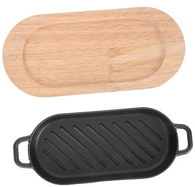 COLLBATH Set di 2 Piastra per Griglia Rettangolare Piastra Teppanyaki Antiaderente Bistecca E Pesce alla Griglia Facile da Pulire E Durevole