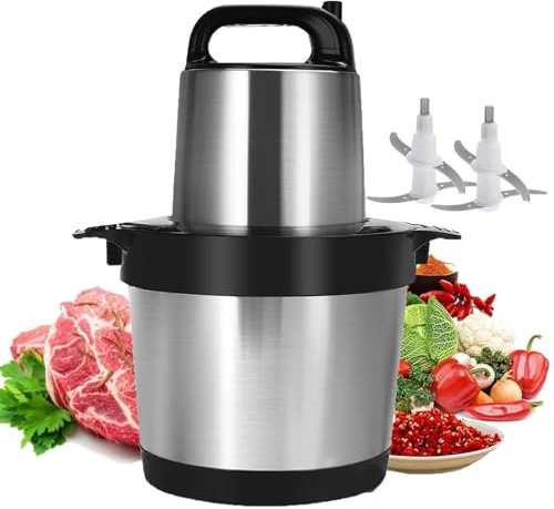 Picadora de Carne Eléctrica, Picadora de Carne Doméstica, 1200 W de Alta Potencia, Regulación de Velocidad de Tres Velocidades, Diseño de Seis Cuchillas con Base Antideslizante para Carne