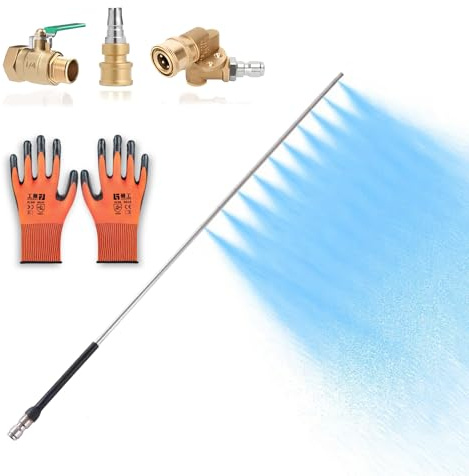 24 Upgraded Radiator Cleaning Wand, Radiator Flush Tool with Adapter, 10 Linear Water Outlet Holes, Includes Nozzles Quick Couplers Max 4500PSI Pressure Washer, Fit Over Household Cars, Trucks, RV