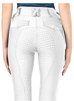 GIYXHU Ridbyxor Ridbyxor dam ridbyxor full säte silikon tävling leggings sport tights, Vitt, one size