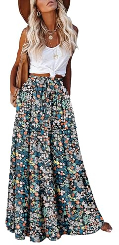 CHICZONE Maxi Skirt for Women High Waist Boho Western Long Skirts Festival Outfits Clothing with Pockets