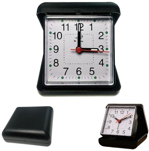 AUYFUA Travel Alarm Clock Folding with Case, Travel Alarm Clock, Compact Portable, No Ticking Design for Light Sleepers and Travelers, Alarm Clocks Bedside for Office Desk Bedside and Camping Use