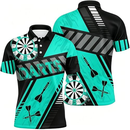 Camisetas de dardos para hombre y mujer, suaves, cómodas, a medida, personalizadas, dianas 3D, cómodas, básicas, informales, polo, 1/4, cremallera de rendimiento, camiseta de dardos