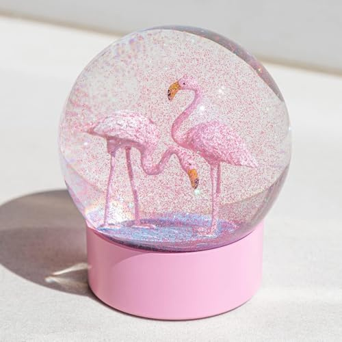 Pink Flamingo Snow Globes for Girls, 100MM Christmas Snow Globe for Kids