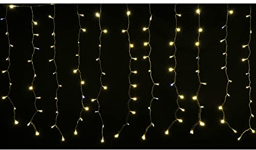 H HANSEL HOME Cortina de Luces LED de 3m x 1m 160 LED Fijo+40 LED Flash Cortina Luces Navidad Impermeable IP44 Exterior y Interior - Luz Cálida y Blanca Efecto Flash