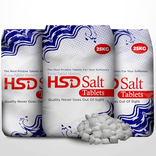 HSD Salt Tablets 25Kg Bags Best for Laundry Kitchen Dish Washing | Compatible to all Water Softener Machines | Food Grade 100% Genuine British Salt Tablet Premium Quality (3 Bags)
