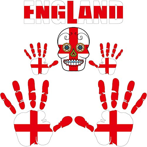 Autocollant - England - Set - Skull - Main - Lettrage - 6 pièces - Pour le bureau - Sticker tuning bateau voiture ordinateur portable camion sport