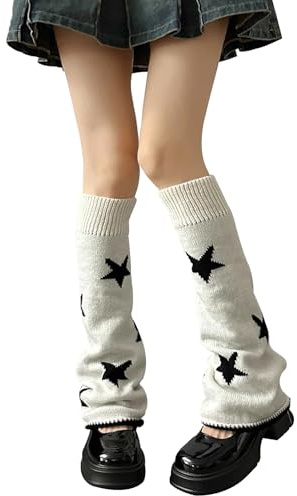 WODECASA Girls Kawaii Leg Warmers Knitted Flared Leg Sleeves Goth Crochet Baggy Cuff Ankle Heap Socks