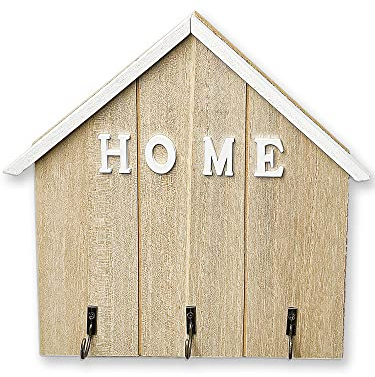 Echehi Decorative Key Holder for Wall, Self Adhesive or Drilling 3 Ways Installation Key Rack, Key Hooks Wall Mounted, Key Holder for The Home(Wooden)