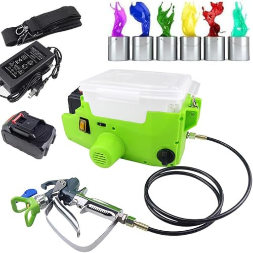 1.7l Airless Pulverizador De Pintura De La Correa Trasera De La MáQuina PortáTil Pistola Pulverizadora EléCtrica Del Hogar De Alta Potencia De Pintura AeróGrafo De Litio De La BateríA,2XBattery