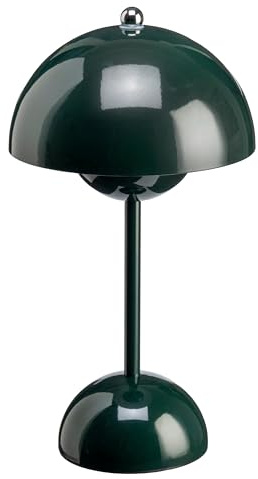 Luxus - Tischlampe Touch Deluxe - Josephine - Grün - H30 x Ø16 - Terrassenlampe - Schreibtischlampe - LED - Wiederaufladbar - Dimmbar - Kabellos - Tischlampe für innen und außen